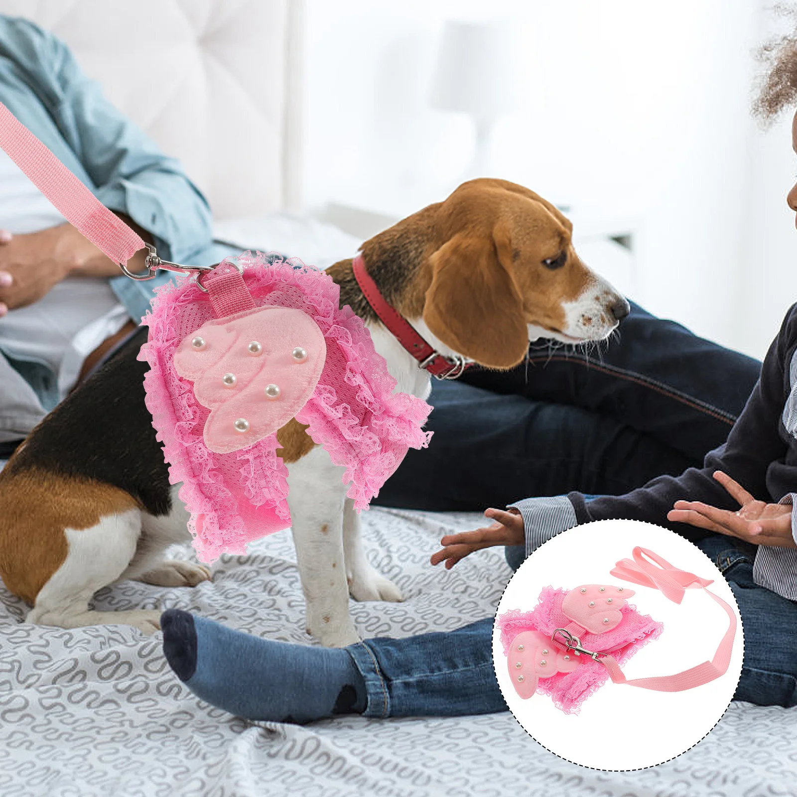 

Harness Dog Catpet Vest Strap Leashset Girldogs Harnesses Easy Small Nopink Cute Puppy Leashes Cockatiel Kitten Dress Large