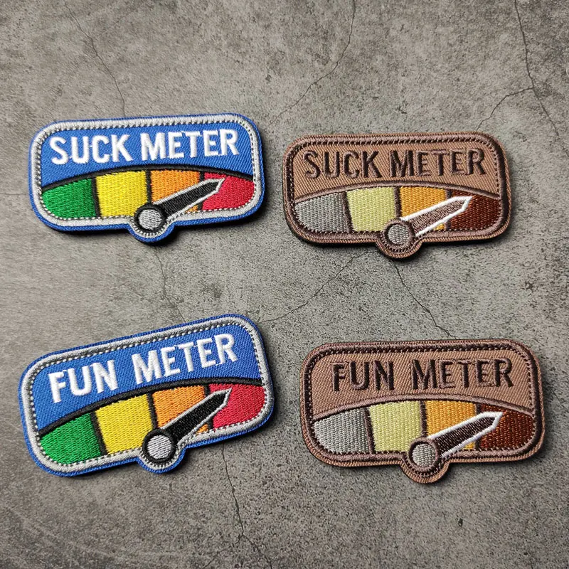 FUN/SUCK METER Embroidery Patches Red Orange Yellow Green Directional Arrow Badges For Clothing Backpack Garment Accessory |