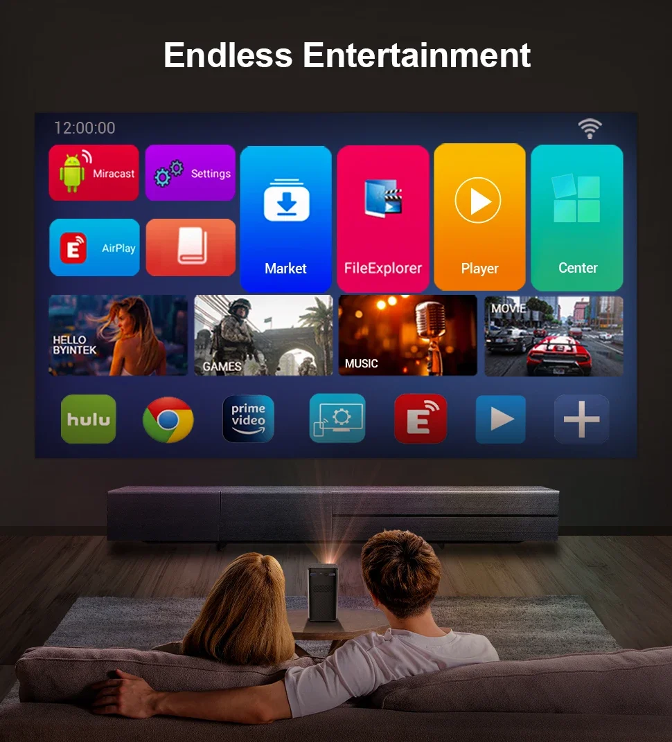 BYINTEK P70 Мини Карманный проектор 3D 4K Беспроводной 1080P DLP Smart Mobile Android 9.0