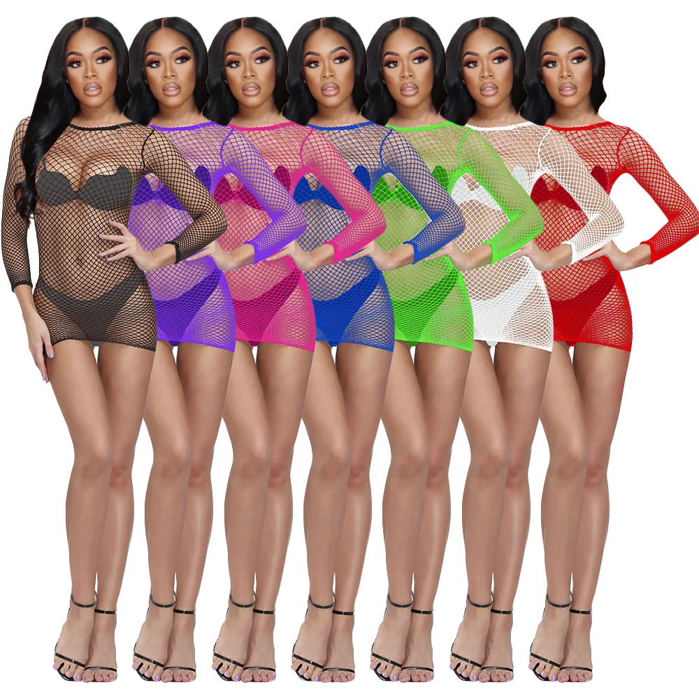 

Женские летние пляжные платья 2022, сексуальные сетчатые прозрачные носки, сетчатая одежда, соблазнительное ажурное Сетчатое платье 7 цветов