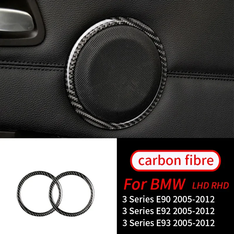 

For BMW E90 320i 325i E84 X1 Real Carbon Fiber Car Door Speaker Decorative Circle Sticker Loudspeaker Trim Styling
