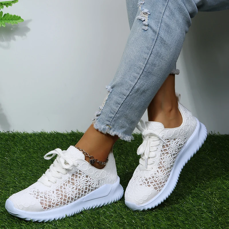 

2022 NEW Sneakers Women Casual Shoes Breathable Lightweight Platform Ice Wire Mesh Platforms Chunky Shoes for Women Sneakers