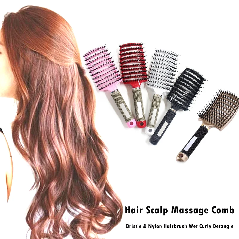 

Comb Hair Comb Ladies Hair Scalp Massage Comb Bristle Nylon Hair Brush Wet Curling Combsuitable for Salon Hair Styling Tools