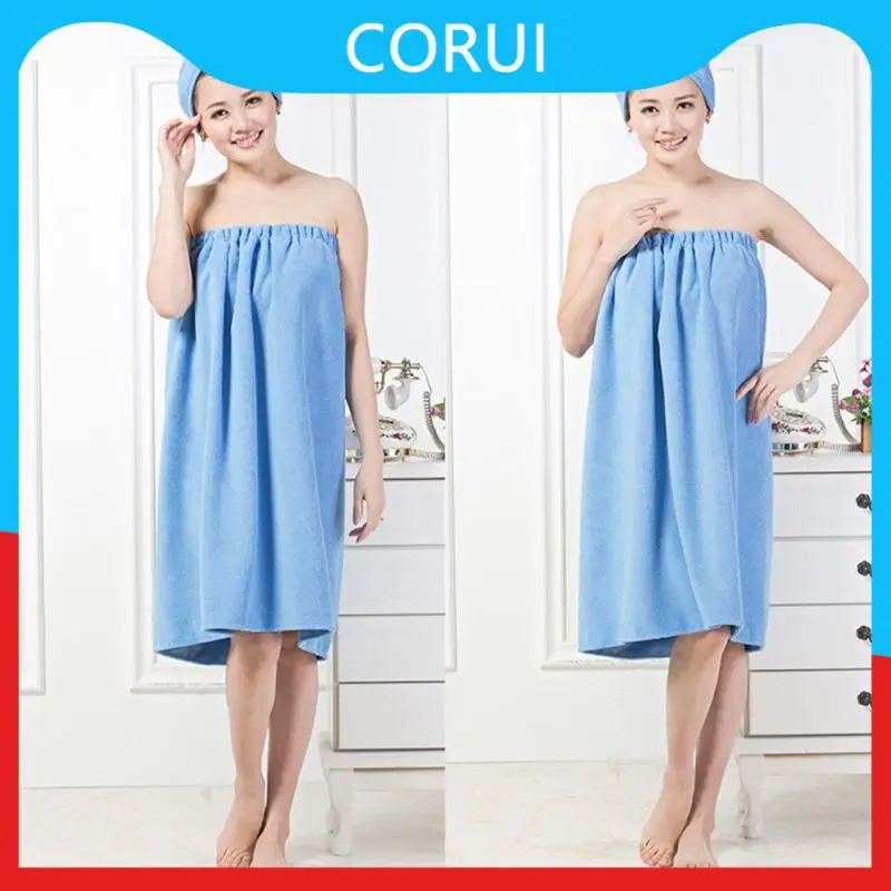 

Wearable Bathtowel With Dry Hair Cap Ring Spun Cotton Towel Suit Home Hotel Towel For Women Girl Soft Wrap Chest High Absorption