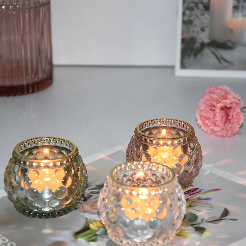 

Glass Candle Holder Tea Light Nordic Light Luxury Exquisite Cute Small Wedding Banquet Dining Table Living Room Bedroom Simple A