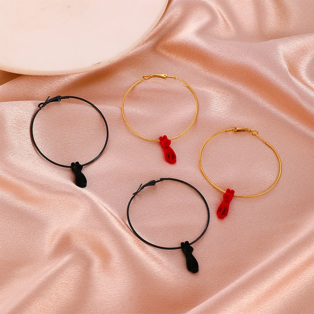 

New Korean Cute Cat Earrings Ethnic Small Cat Circle Hoop Earrings For Women Earing Jewelry Earings Earrings Kolczyki N88