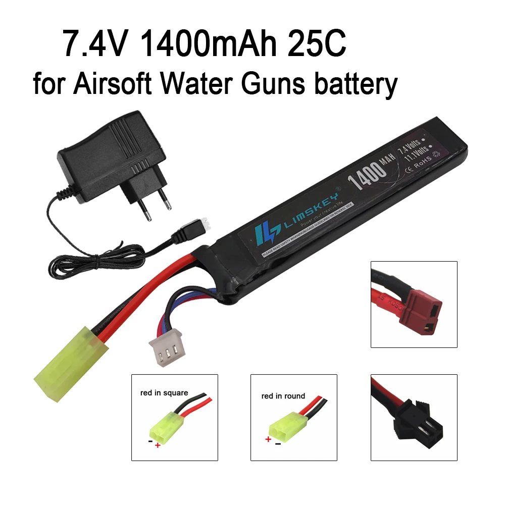 

7.4V Lipo Battery for Airsoft 7.4V 1400mAh 25C Mini Airsoft Guns Battery RC Model Lipo Battery With Charger