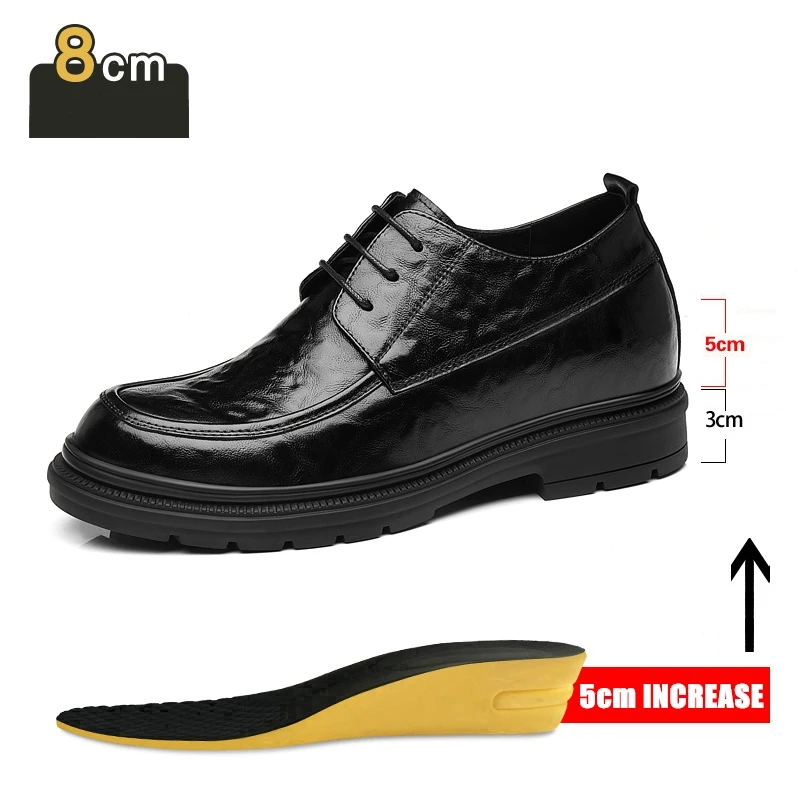 

YEINSHAARS 3/6/8 Cm Elevator Men Dress Shoes Height Increase Cow Leather Men Formal Shoes Oxfords Business Men Suit Shoes Taller