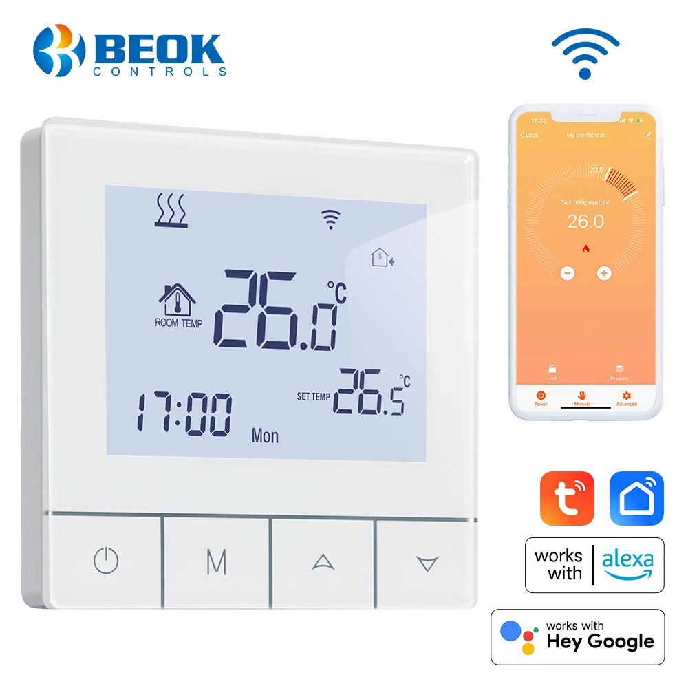 

Beok Tuya Smart Wifi Thermostat for Underfloor Heating, Water Floor Gas Boiler Room Thermoregulator 220V Works With Alexa Google