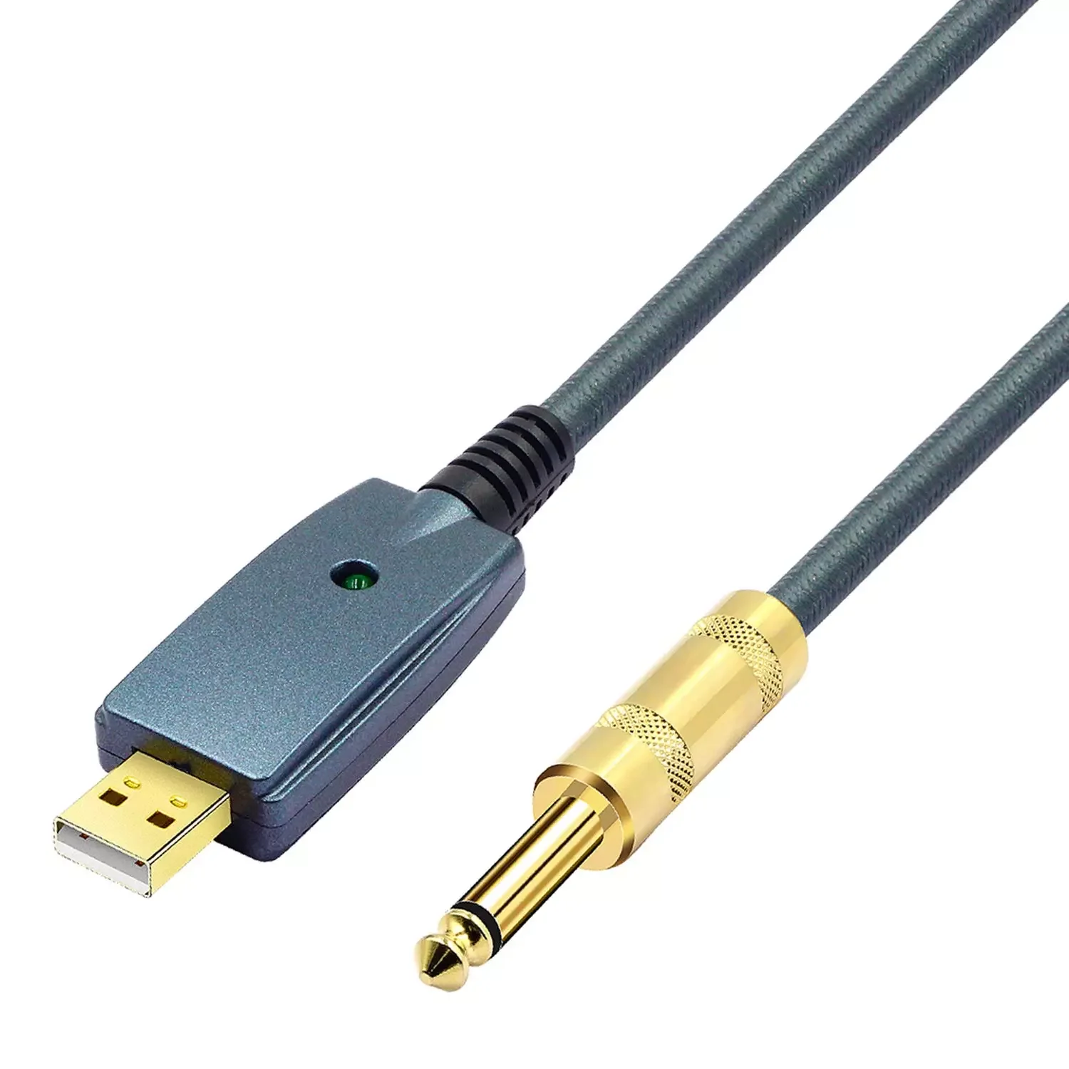 

NEW Guitar Cable USB Interface to 6.35mm Jack Guitar Accessories Audio Connector Cord Adapter for Muscial Instruments