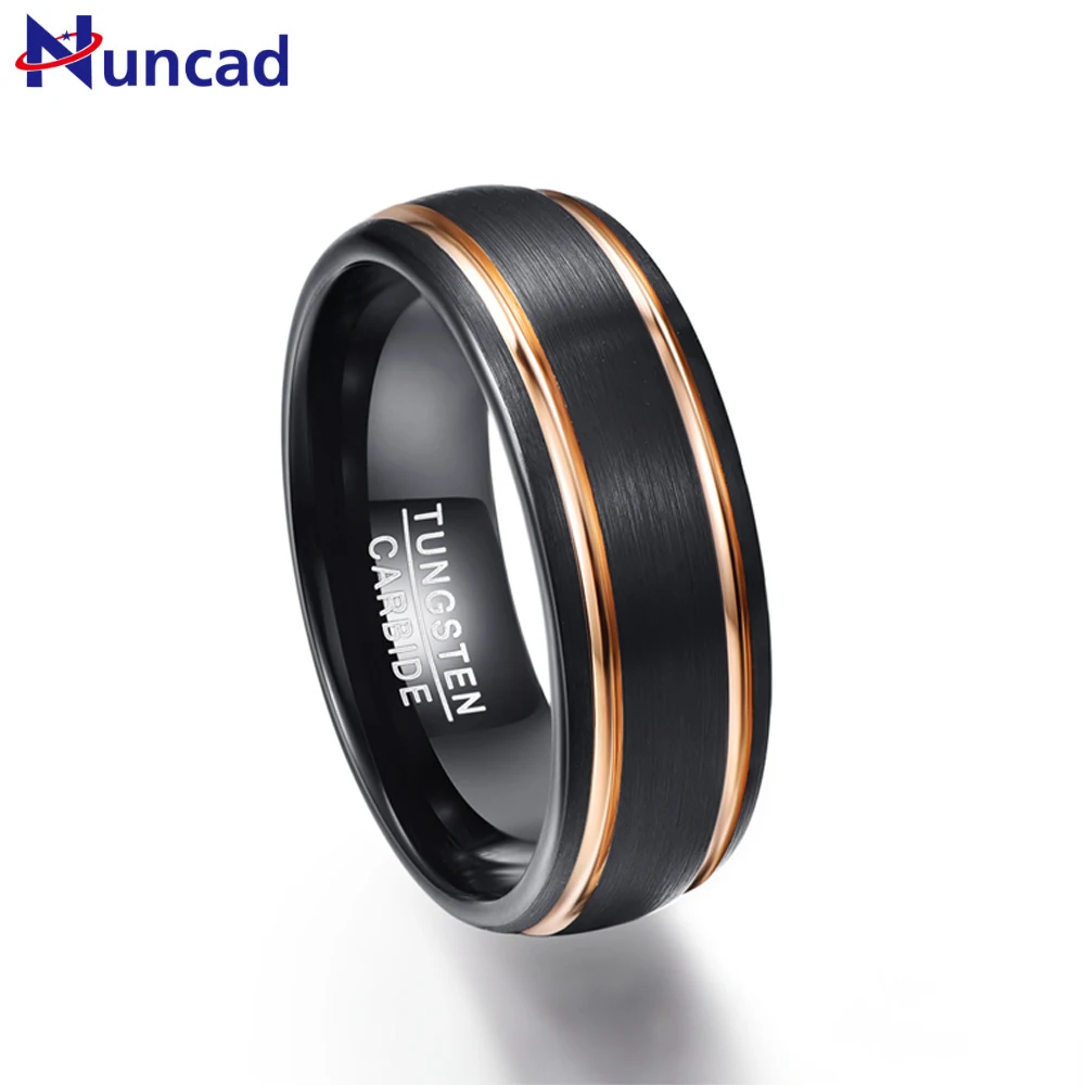 

Nuncad hot sale 8MM Black Classic Polished Tungsten wedding Rings for Men Engagement Jewelry Gift T040R