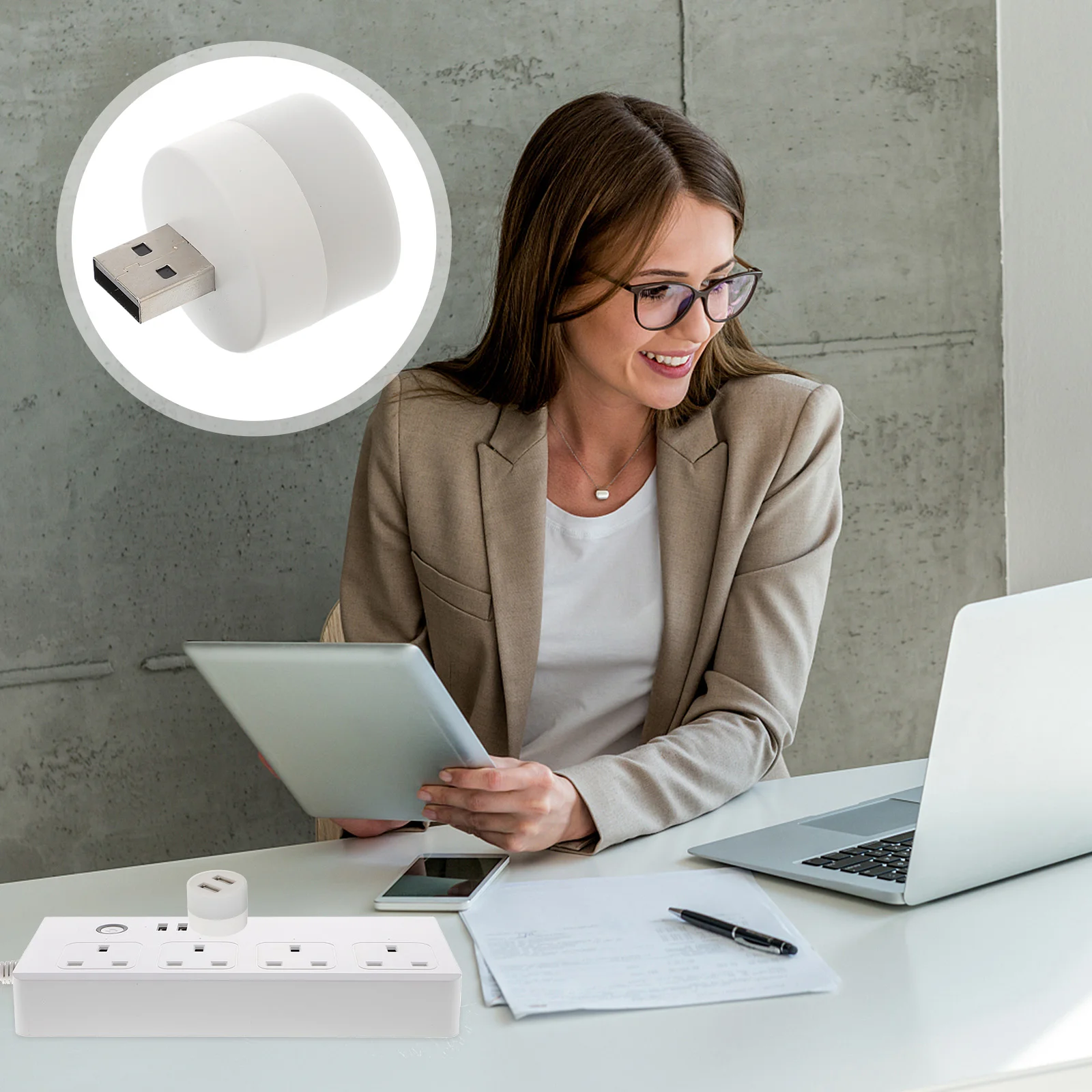 

2 Pcs Power Supply Cables USB Extender Dock Holder Hub Puck Ambient Lighting Night Car White Illumination Child