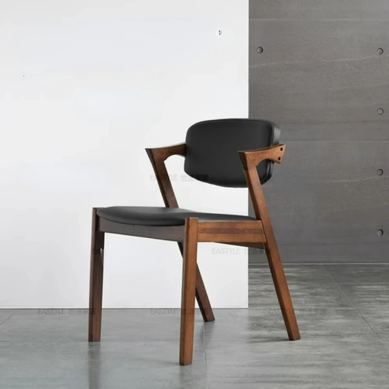 

Простой современный обеденный стул из твердой древесины в скандинавском стиле, мягкий стул из японской ткани со спинкой, модный компьютерн...