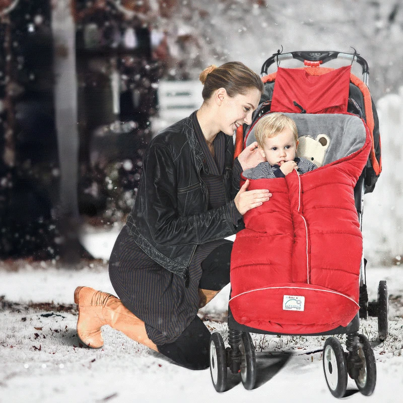 Multi-functional baby stroller sleeping bag Winter out thickened plush baby holding quilt anti kick quilt wind proof