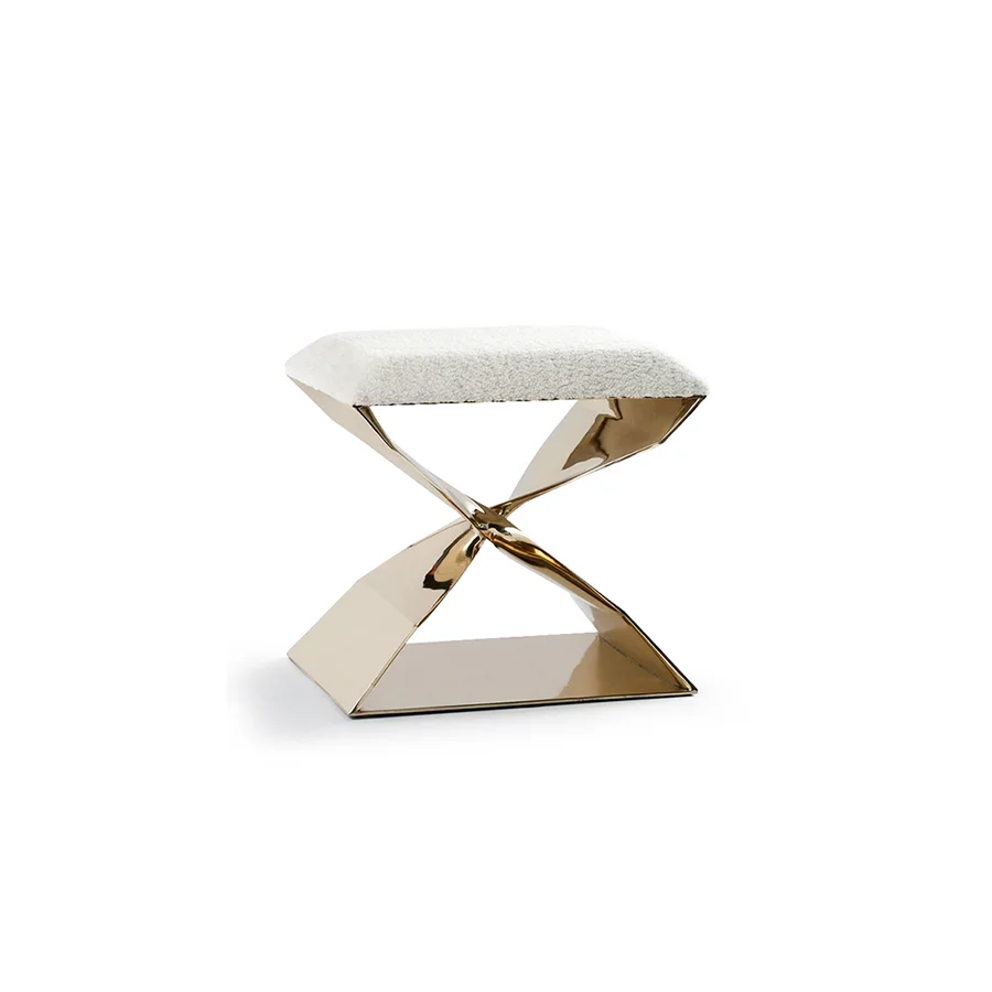 

GY Customized Light Luxury Modern Stainless Steel Metal Twist Stool Bedroom Dressing Stool Living Room Sofa Low Stool