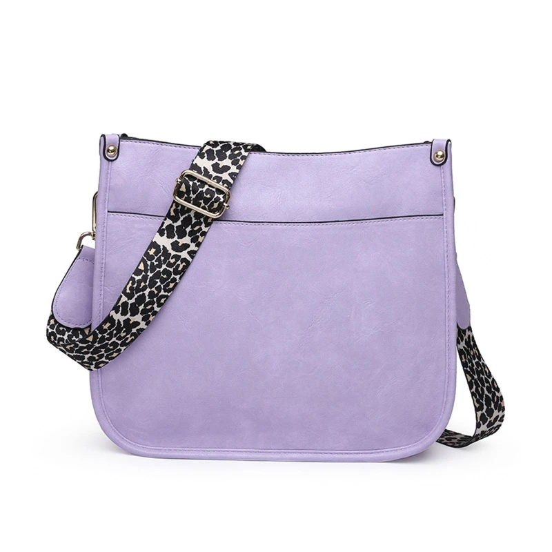 

Women's Leopard Guitar Strap Crossbody Bag PU Leather Shoulder Bags Zipper Bucket Purse for Girls