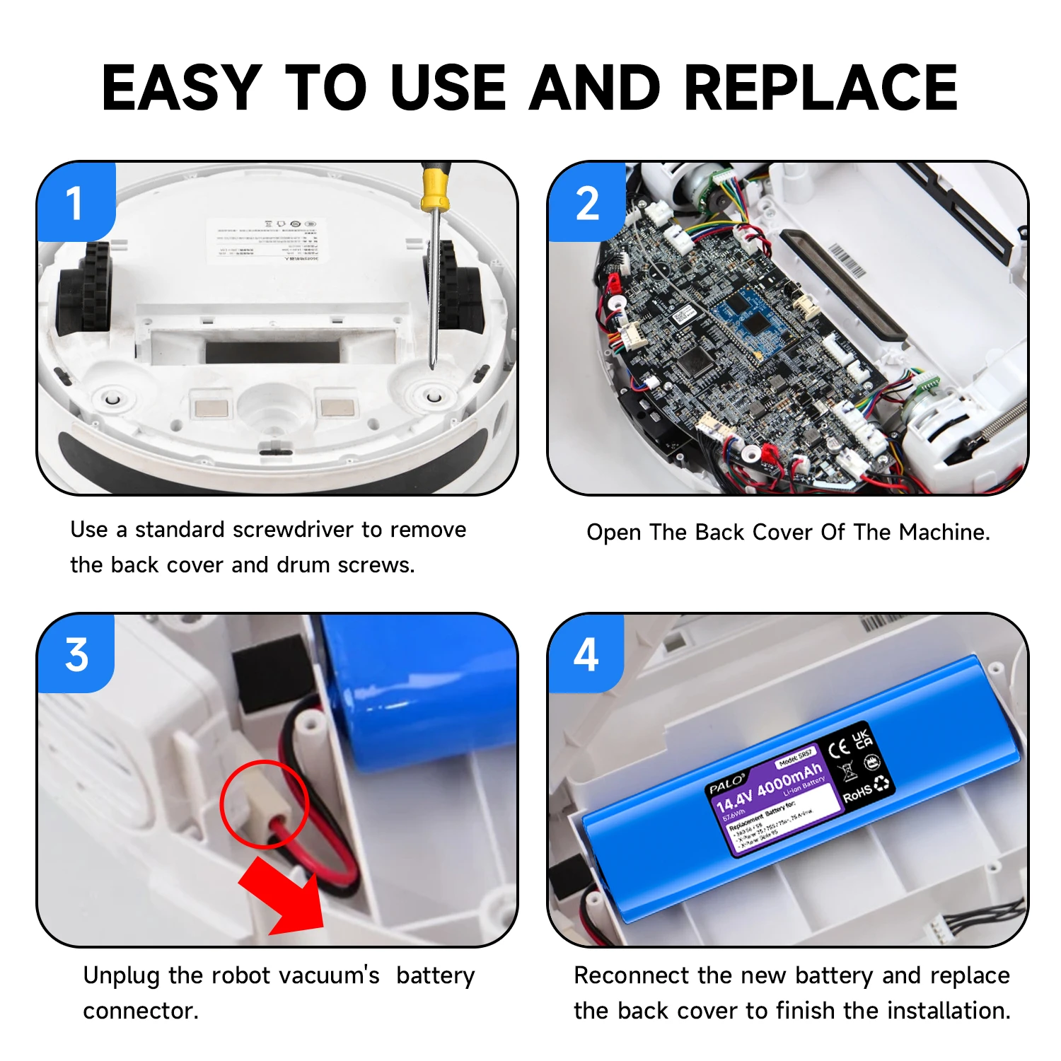 Фото Аккумулятор 14.4V 4000mAh для роботов-пылесосов Qihoo 360 S6 S8, X-Plorer 75 Animal 75s X-Plorer 75S+, Rowenta Serie 95 №3