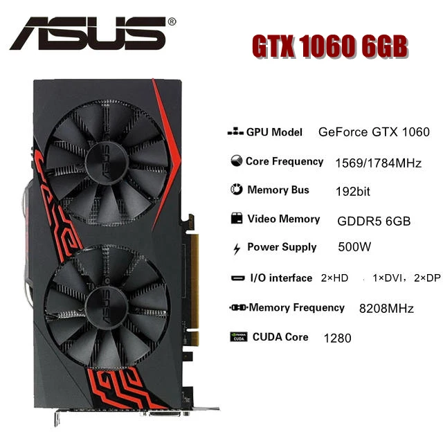 Видеокарта ASUS GTX 1060 6 ГБ бит GDDR5 видеокарты GTX1060 GPU |