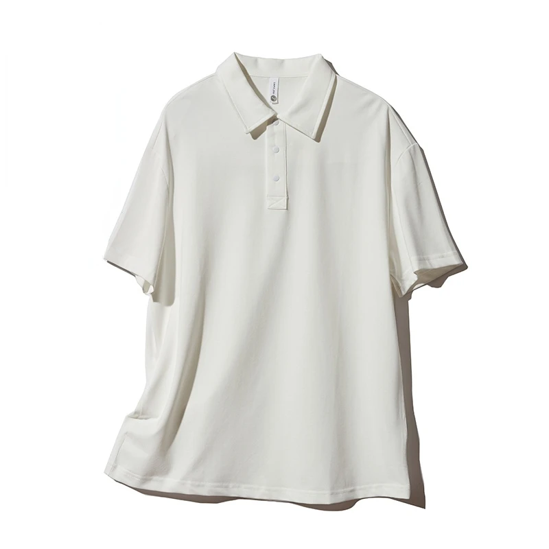 

Мужская Трикотажная футболка-поло, повседневная однотонная свободная футболка-поло с отложным воротником, с коротким рукавом, весна-лето ...