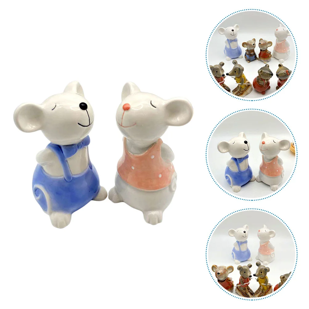 

2 Pcs Miniature Toys Rat Sculpture Desk Decoration Statues Wedding Ornaments Educational Figurines Display Money Mouse Ornaments