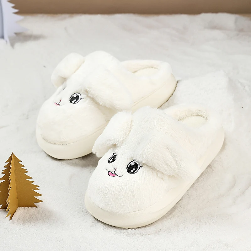 Мягкие детские тапочки в форме кролика плюс бархатные теплые слипоны мягкие