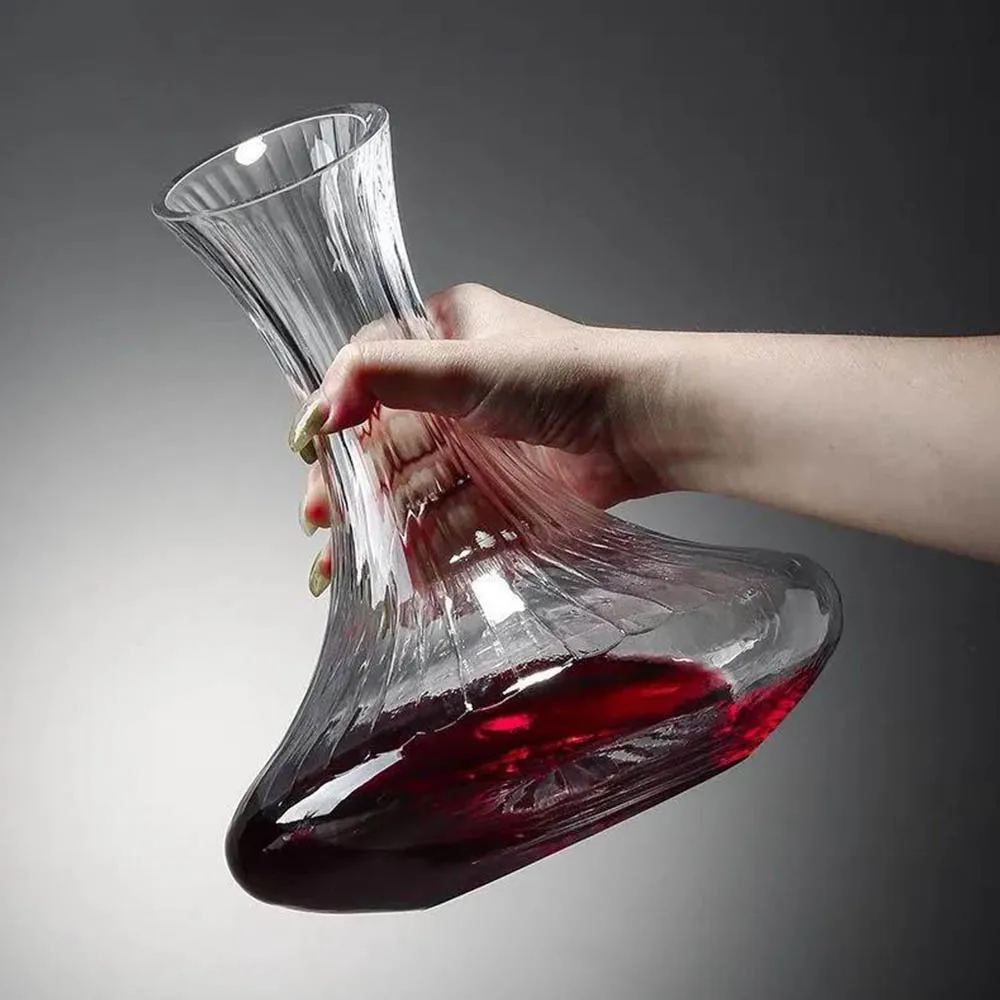 

Crystal Glass Decanter Thick Hammer Red Wine Decanter Handmade Large Whiskey Quick Dispenser Bar Creative Wine Separator 1500ml