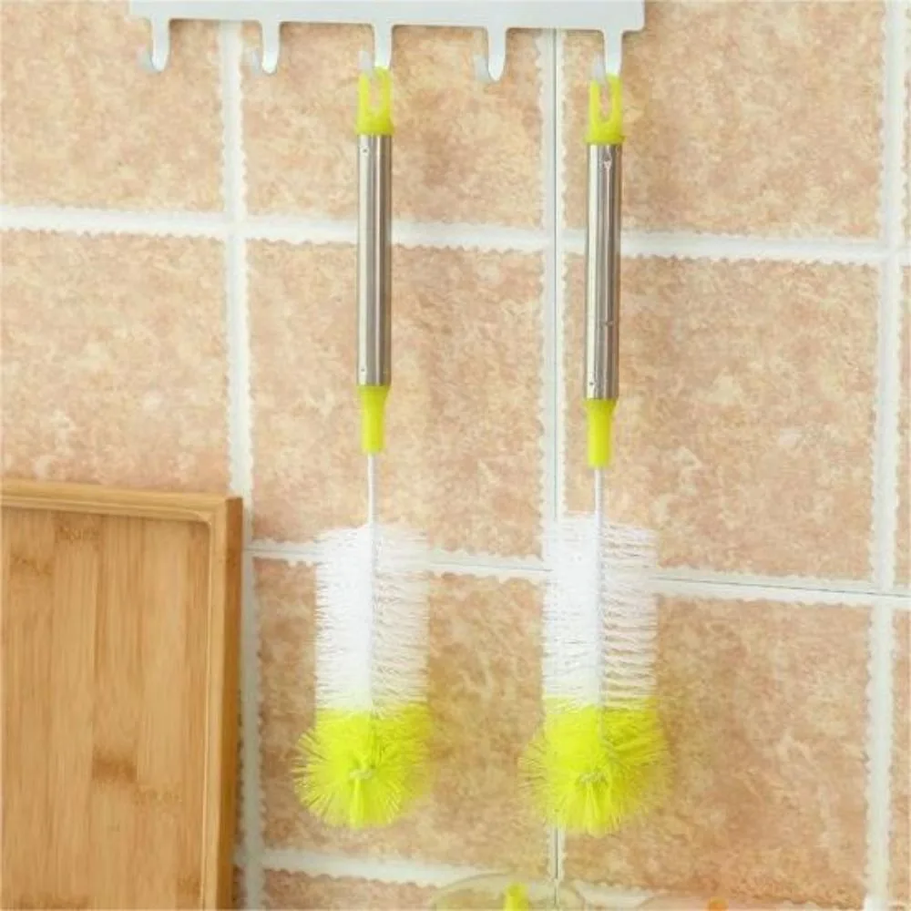 

Plastic Baby Bottle Brushes Nipple Brush Stainless Steel Handle Bendable Cup Brush Hangable Rotatable Cleaning Brush Kitchen