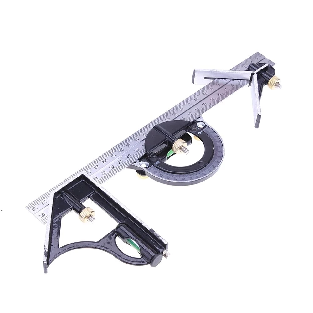 

(12) Right Angle Adjustable Level Ruler Set Combination Square Spirit Kit Try 300mm Engineer Metricimperia Ruler None