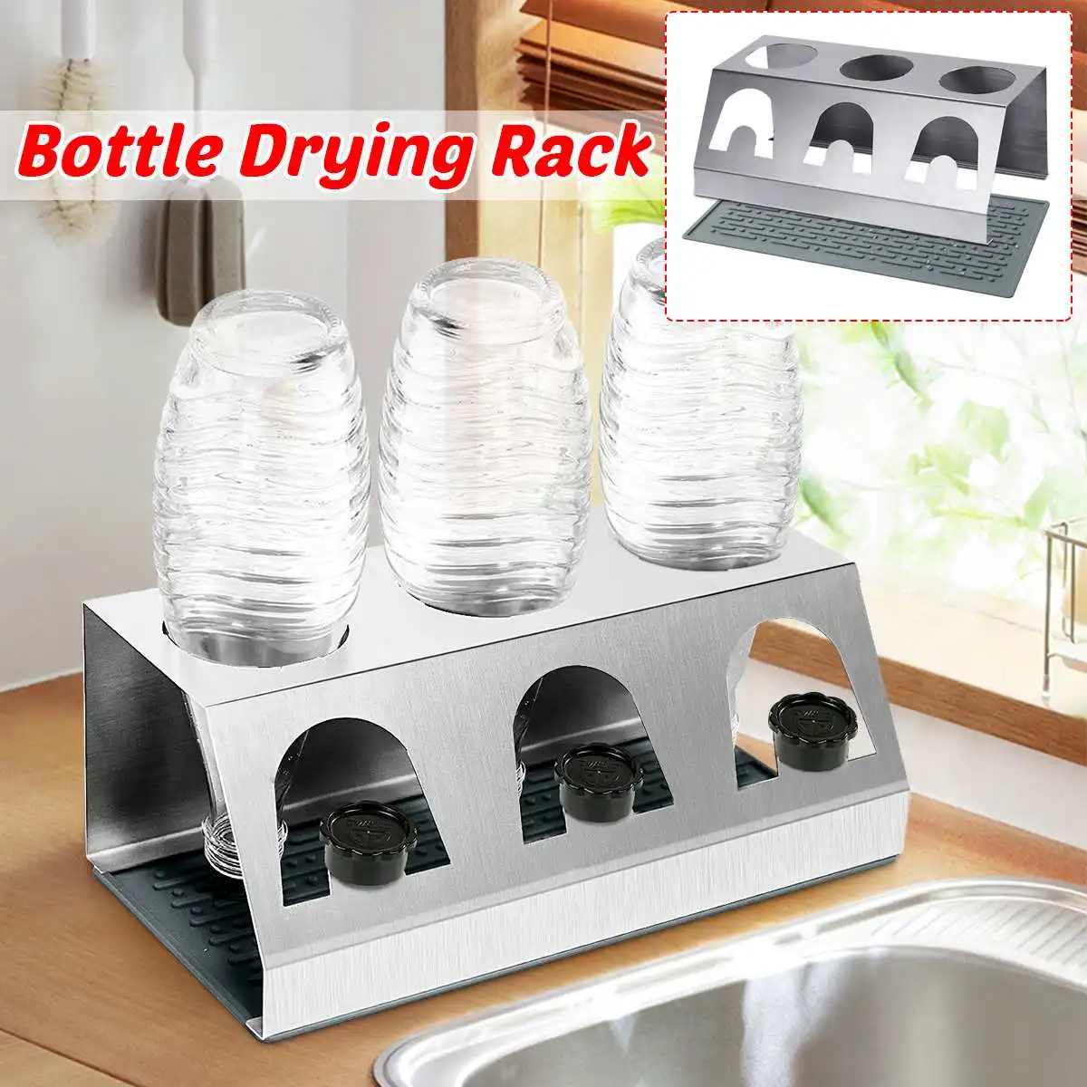 

3 Holes Stainless Steel Bottle Holder Cup Holder Drainer For Sodastream Crystal Bottles Baby Bottle Drain Drying Racks