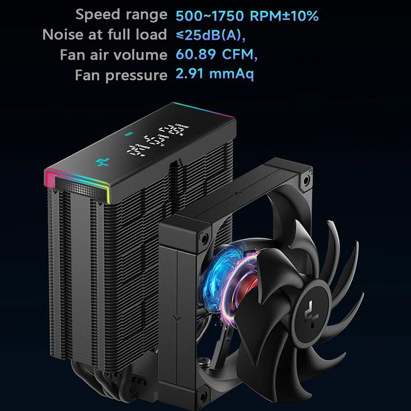 Фото Кулер для процессора DeepCool AK400 с цифровым ЖК-дисплеем, 4 тепловые трубки, воздушное охлаждение, радиатор для ПК, совместим с LGA1700/1200/115X/AM4/AM5 №1