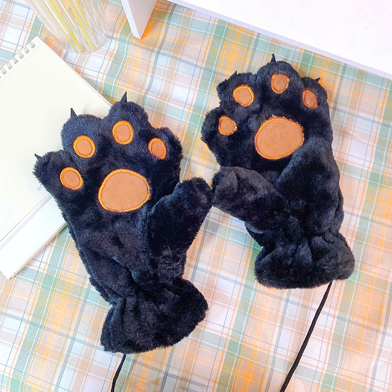

Bear Plush Claw Gloves for Women Animal Mittens Full Finger Gloves Fluffy Keep Warm Cartoon Winter Soft Outdoors Accessories