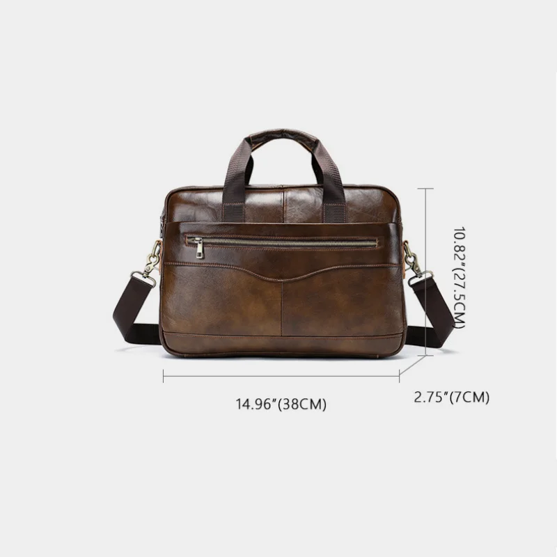 OYIXINGER Men's Bag Genuine Leather Briefcase Business Laptop Bag For 14.1Inch Laptops New Fashion Cowhide Laptop Bags For Male