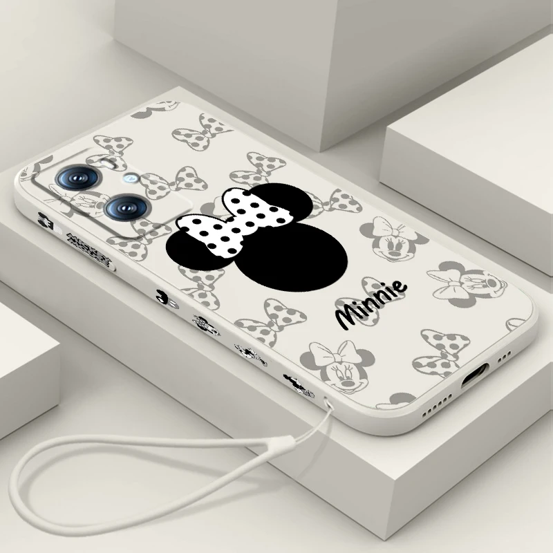 

Disney Mickey Minnie Luxury Liquid Left Rope Phone Case For OPPO A96 A94 A93 A77 A76 A74 A72 A57 A53 A16 Find X5 X3 Lite F21 5G