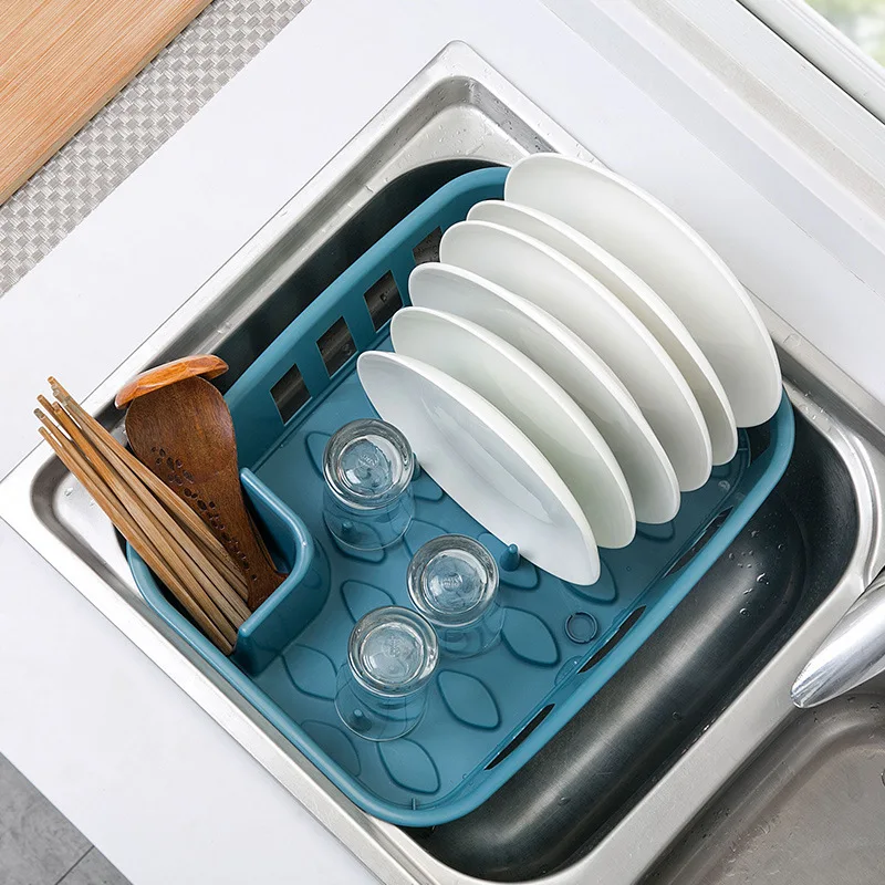

Dropshipping Tray Large Sink Drying Rack Worktop Organizer Rack Drying Drain Rack Kitchen Plastic Dish DrainerFor Dishes