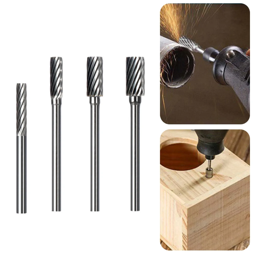 

3-6mm Rotary Files Single Striation Cemented Carbide Cutting Carving Rotary Burrs Mini Round HSS Burr Set