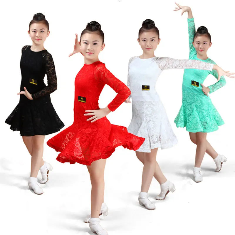 

Girl Modern Latin Dance Dress for Girls Ballroom Lace Samba Kids Salsa Tango Practice Competition Children Dance Wear Cha Cha