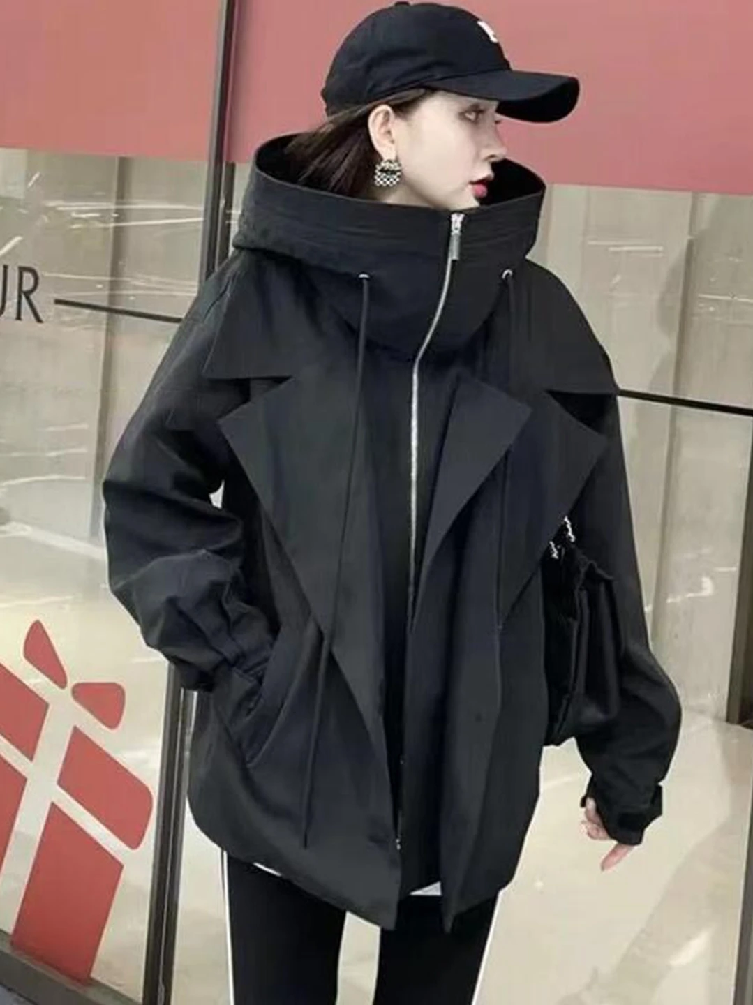 Ветровка с капюшоном женская маленькая свободная универсальная куртка