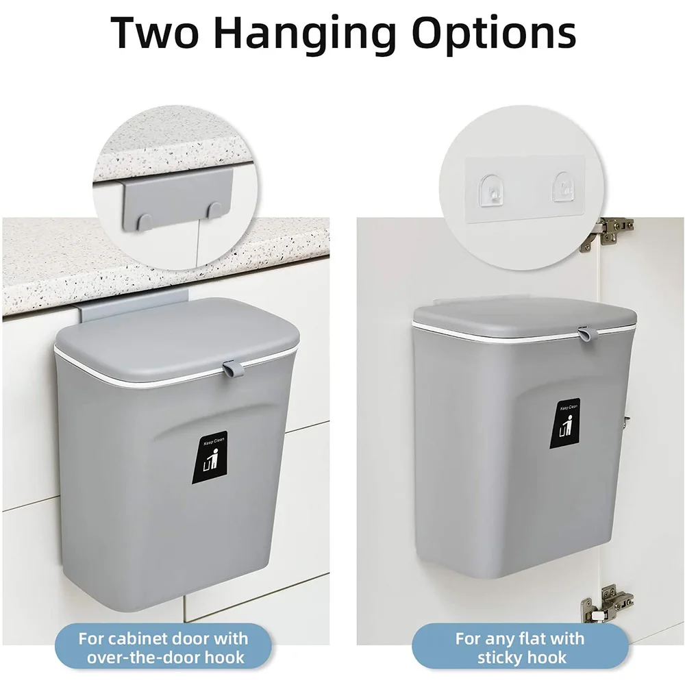 9l hanging trash can for kitchen cabinet door with lid small under sink garbage bin wall mounted counter waste compost bins free global shipping