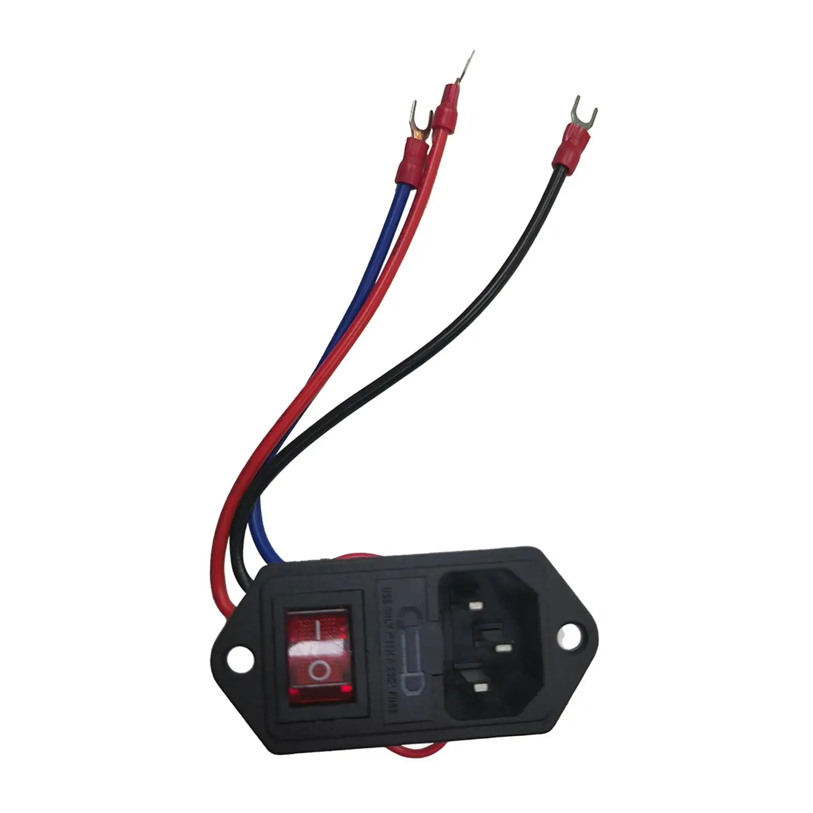 

10A 250V Power Socket Inlet Module on Off Switch AC Power Outlet with Red Triple Rocker Switch for 3D Printer with Fuse Holder