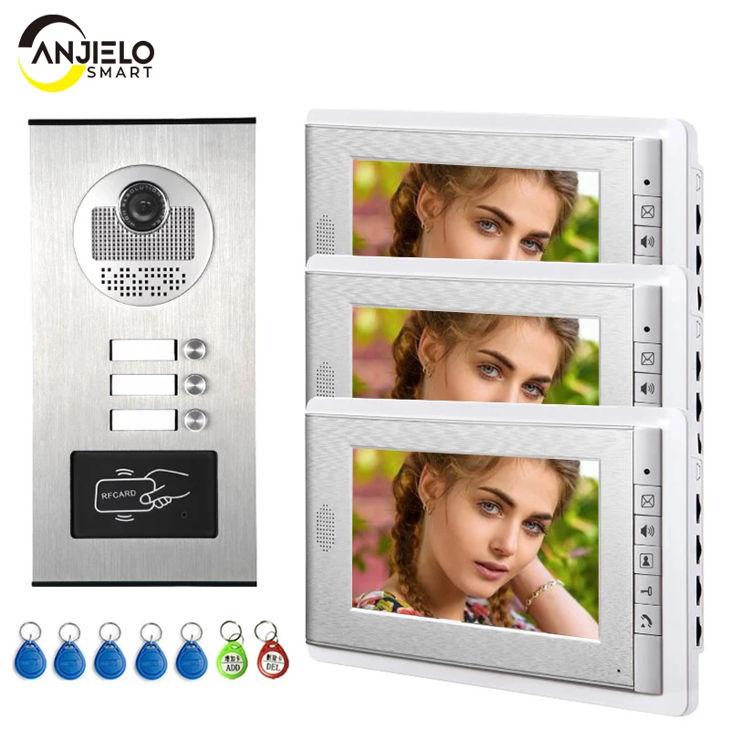 Apartment intercom system 7-inch video doorbell intercom kit aluminum alloy camera can be equipped with 2/3/4 intercom system