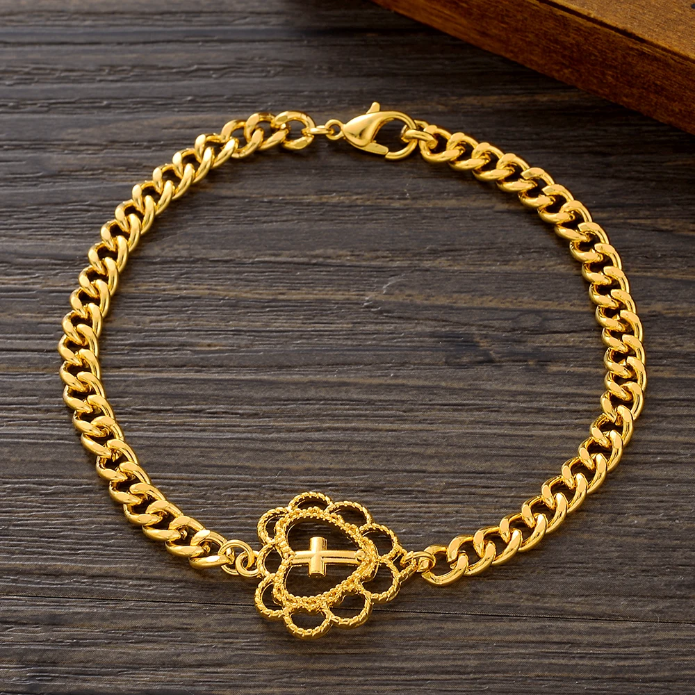 

Bangrui Gold Style Fashion Chain Christian Copper Bracelet/Anklet Women Charm Girls Jewelry Gift