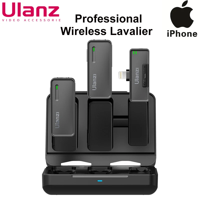 Ulanzi 2.4G Wireless Microphone for iPhone 14 13 12 11 Pro Max with MFI Real Tim Mic Smartphone 2 in i Microphone Recorder
