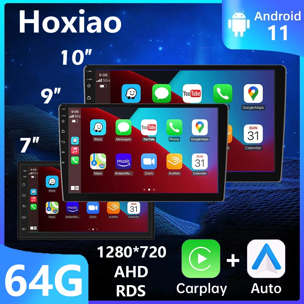 Универсальная автомагнитола, мультимедийный видеоплеер на Android 11, с ...