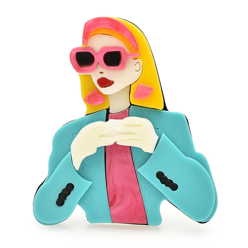 Женская акриловая брошь в виде очков