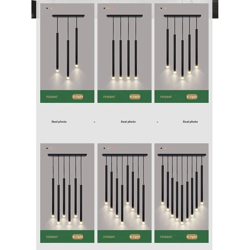 Современная Подвесная лампа линейные люстры с матовой черной отделкой и