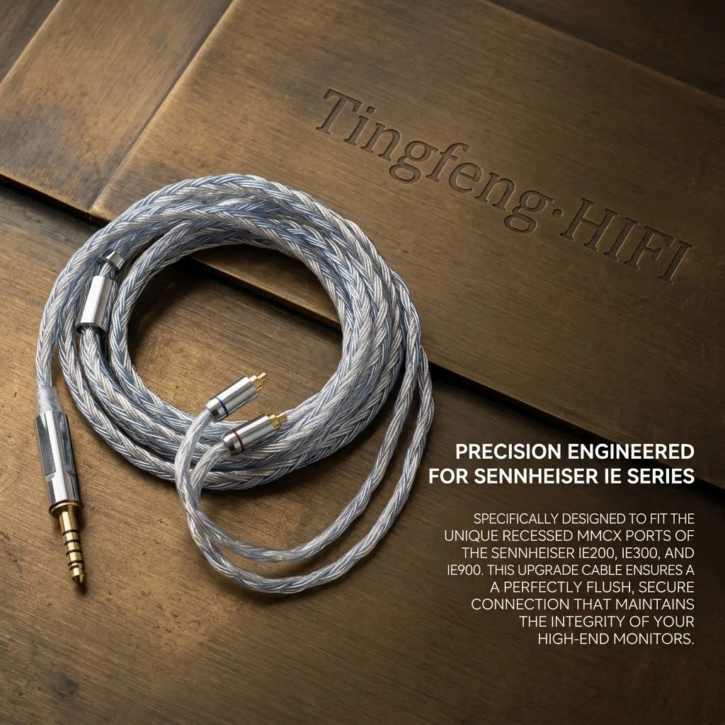 Фото Кабель Tingfeng 24 Core MMCX для Sennheiser IE900 IE600 IE300 IE200, плетеный из линтовой проволоки, балансный, 2.5/3.5/4.4 мм, улучшенный провод, 1.2 м №1