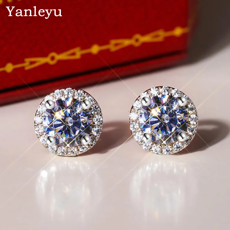 

Yanleyu Fashion Women's Round Zircon Studs Earrings Original Tibetan Silver Wedding Jewelry Birthday Party Anniversary Gift