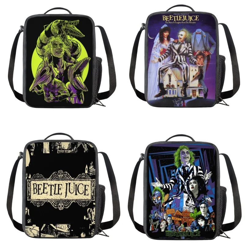 

Cartoon Classic Movie Beetlejuice Portable Lunch Bag for Kids Reusable Insulated Lunch Boxes Children Portable Lunchbag Food Bag
