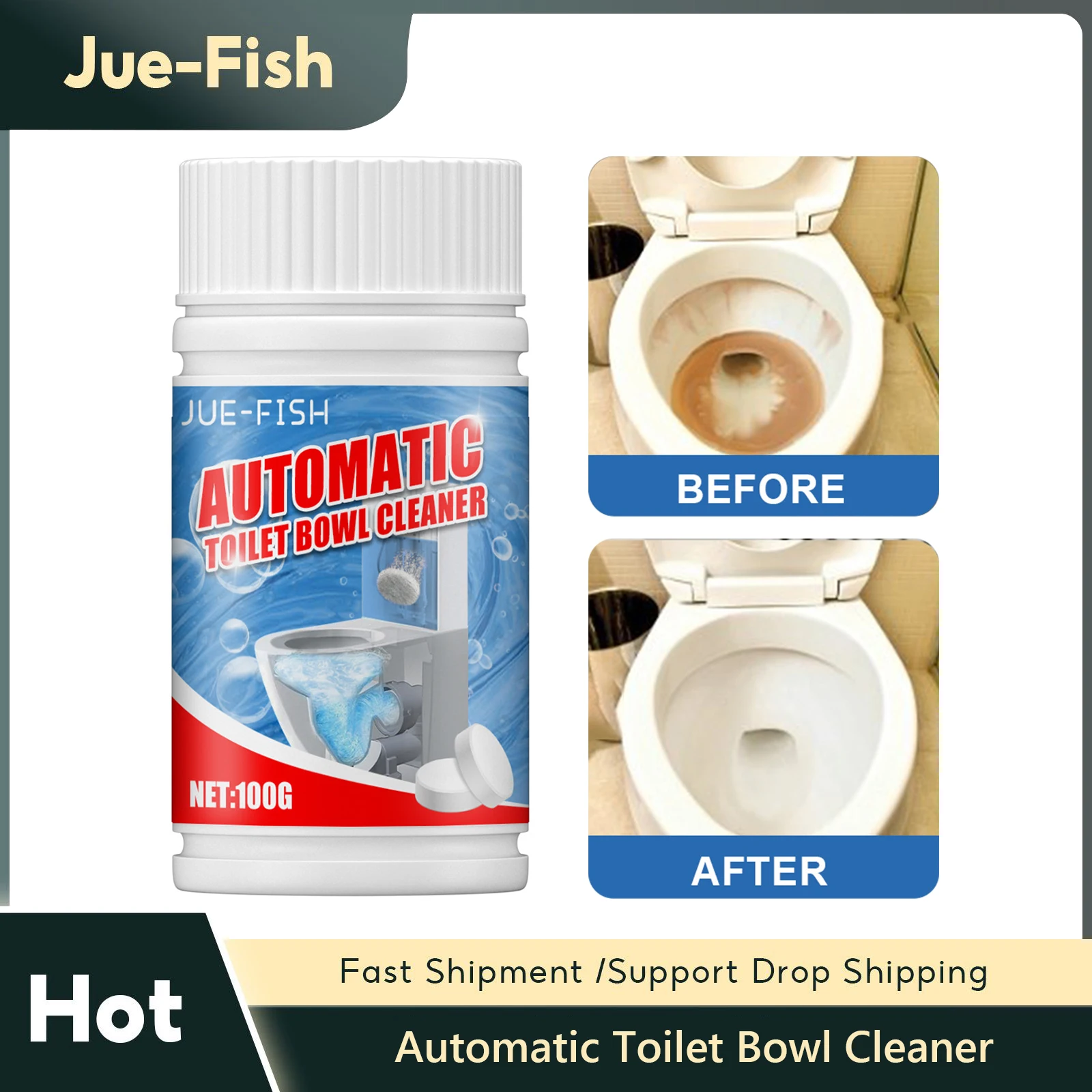 

Automatic Toilet Bowl Cleaner Effervescent Tablet Remover Urine Stain Deodorant Descaling Decontamination Toilet Cleaning Tool