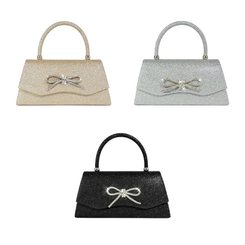 

M6CC Stylish Party Handbag with Glitter Bow Versatile Shoulder Crossbody Bags for Wedding Prom